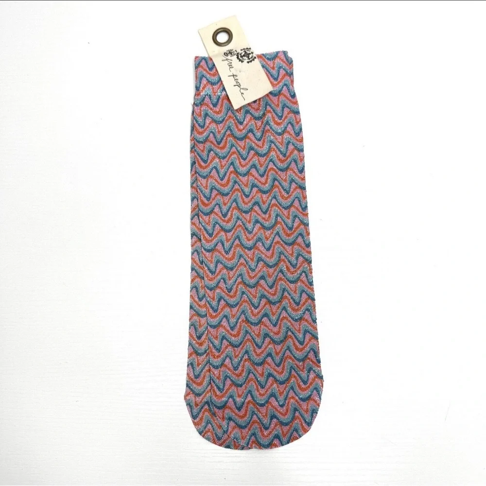 Free People Disco Swirl Shimmer Socks in Pink/Rose
